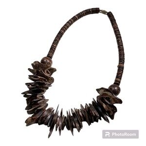 Chunky brown wood necklace